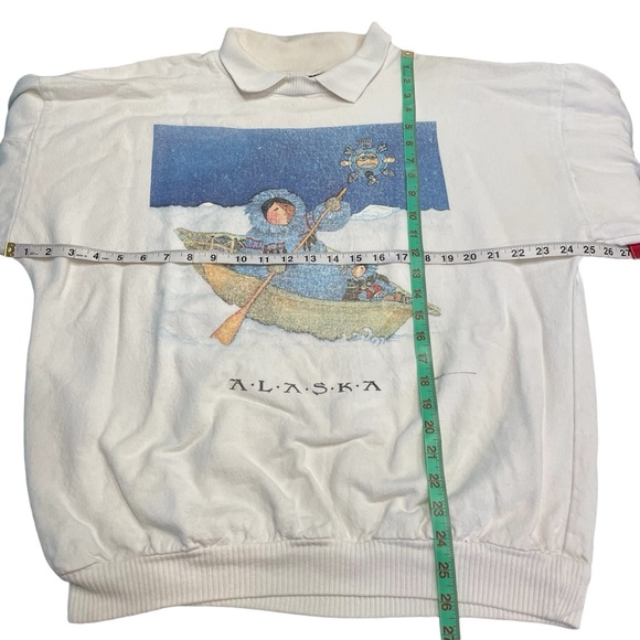 VTG Wek The World Eskimos In Boat Alaska Sweatshirt with Collar Mens Sz 1 (L-XL) - Picture 9 of 13
